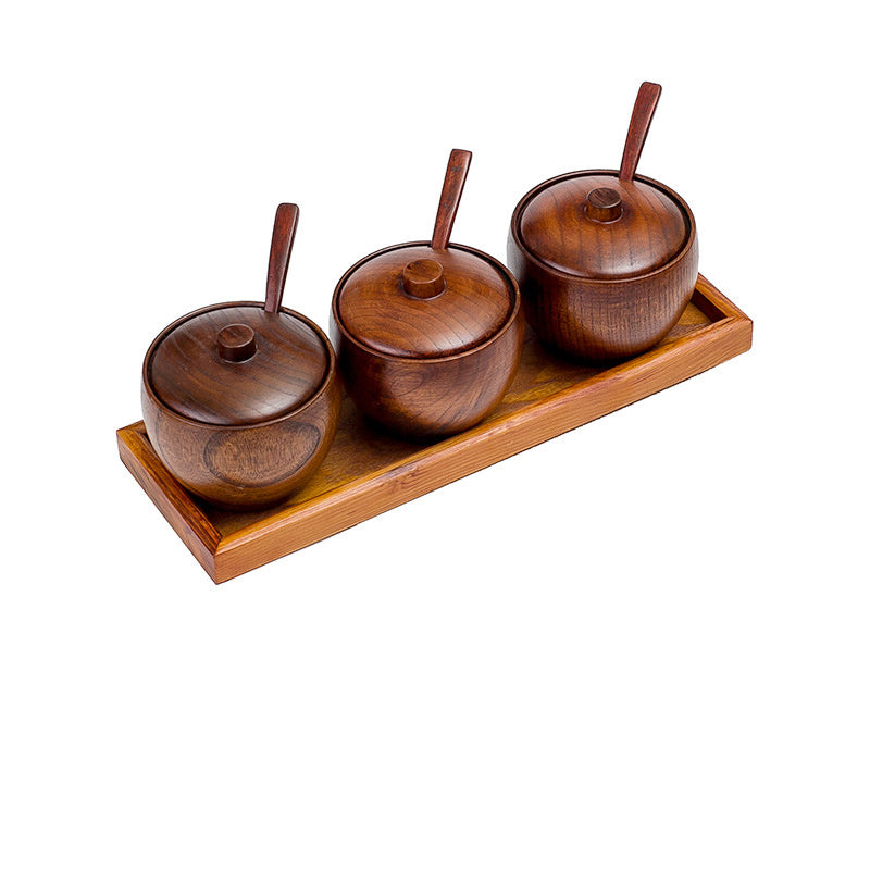 Kitchen Supplies Seasoning Bottle Wooden Seasoning Jar With Lid Seasoning Jar Kitchen Set